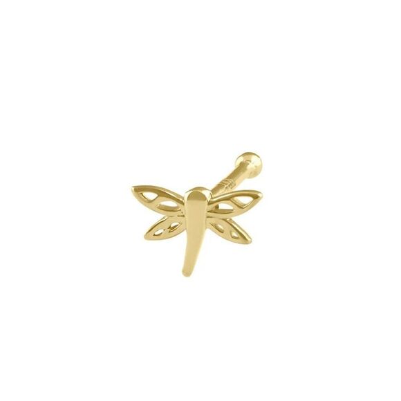 Solid 14K Gold Dragonfly Nose Stud Brand New - Picture 1 of 6